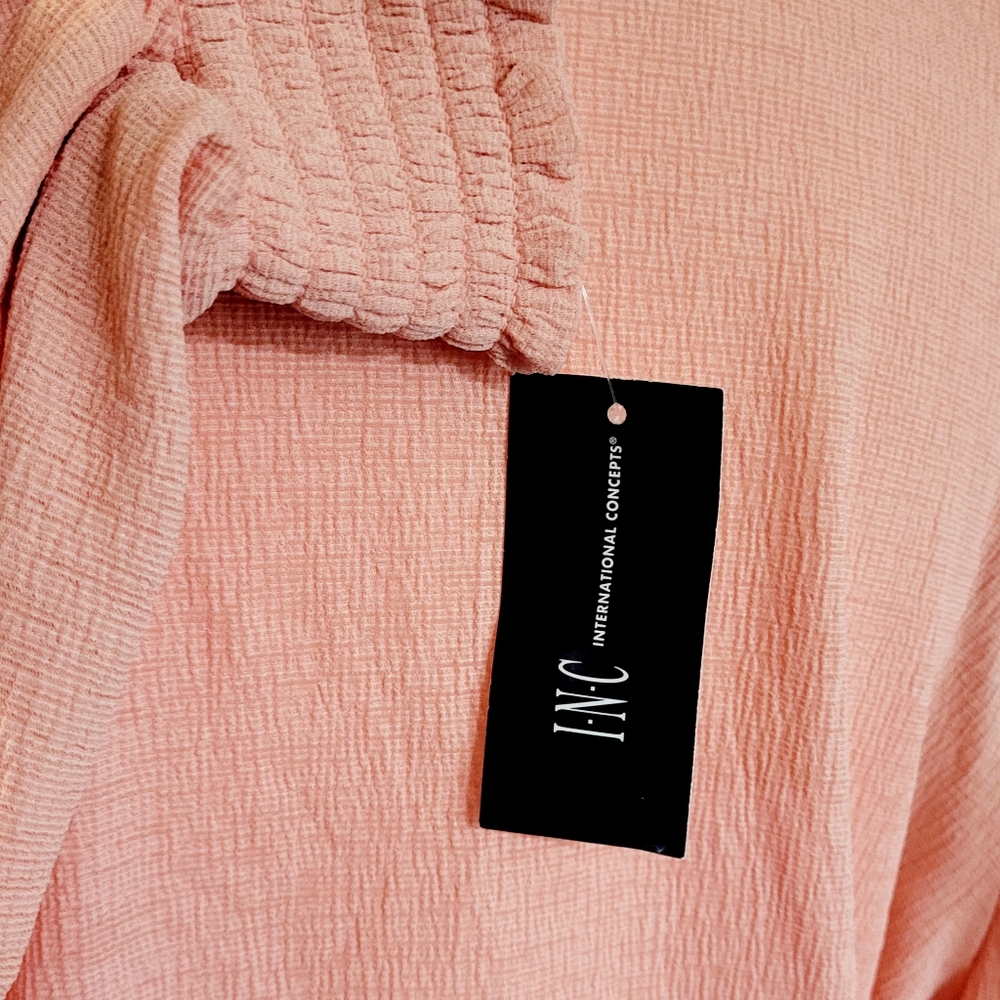 NWT INC cold shoulder, long sleeve, lightweight coral color blouse. Sz Lg - Picture 5 of 16